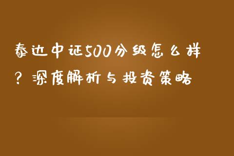 泰达中证500分级怎么样？深度解析与投资策略_https://cj001.lansai.wang_金融问答_第1张