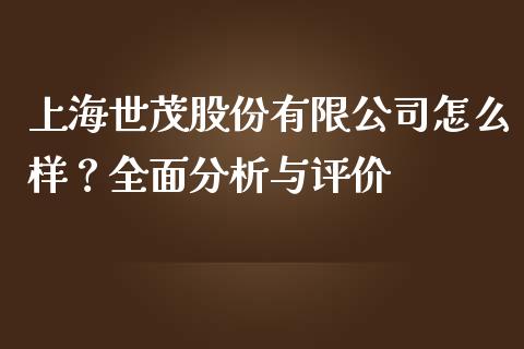 上海世茂股份有限公司怎么样？全面分析与评价_https://cj001.lansai.wang_金融问答_第1张