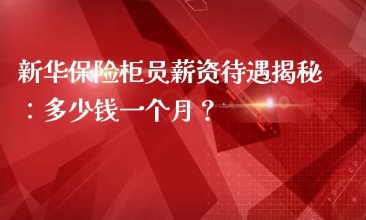 新华保险柜员薪资待遇揭秘：多少钱一个月？_https://cj001.lansai.wang_金融问答_第1张
