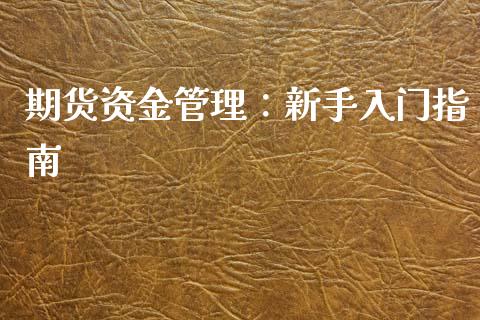 期货资金管理：新手入门指南_https://cj001.lansai.wang_会计问答_第1张