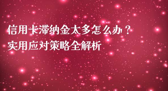 信用卡滞纳金太多怎么办？实用应对策略全解析_https://cj001.lansai.wang_股市问答_第1张