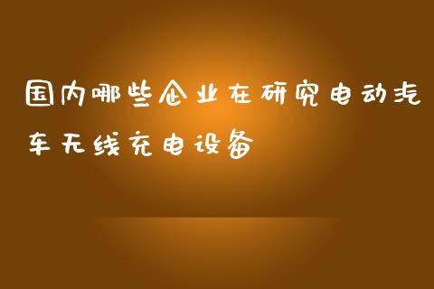 国内哪些企业在研究电动汽车无线充电设备_https://cj001.lansai.wang_理财问答_第1张