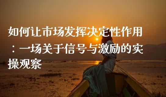如何让市场发挥决定性作用：一场关于信号与激励的实操观察_https://cj001.lansai.wang_财经问答_第1张