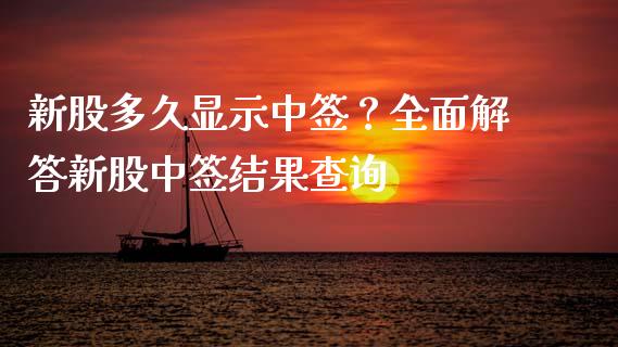 新股多久显示中签？全面解答新股中签结果查询_https://cj001.lansai.wang_金融问答_第1张