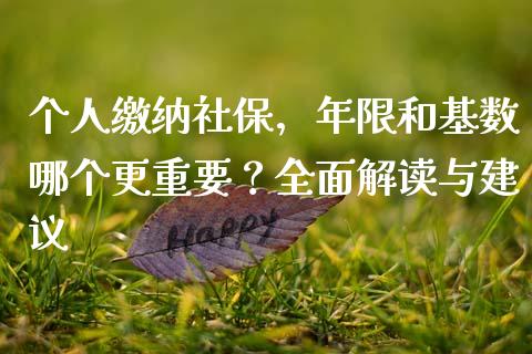 个人缴纳社保，年限和基数哪个更重要？全面解读与建议_https://cj001.lansai.wang_股市问答_第1张