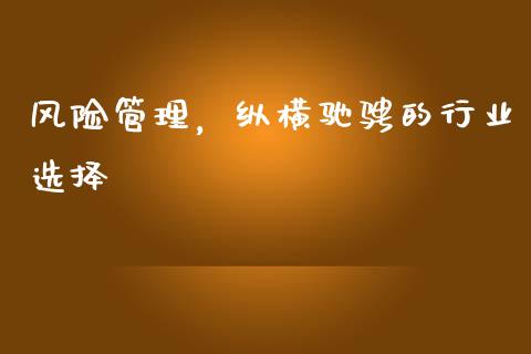 风险管理，纵横驰骋的行业选择_https://cj001.lansai.wang_期货问答_第1张