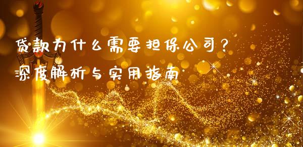 贷款为什么需要担保公司？深度解析与实用指南_https://cj001.lansai.wang_保险问答_第1张