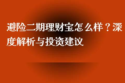 避险二期理财宝怎么样？深度解析与投资建议_https://cj001.lansai.wang_理财问答_第1张