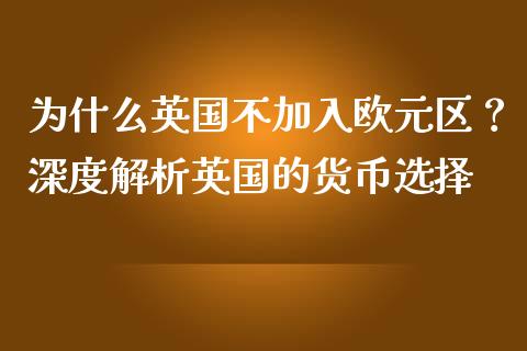 为什么英国不加入欧元区？深度解析英国的货币选择_https://cj001.lansai.wang_保险问答_第1张