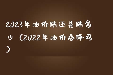 2023年油价跌还是跌多少（2022年油价会降吗）_https://cj001.lansai.wang_期货问答_第1张