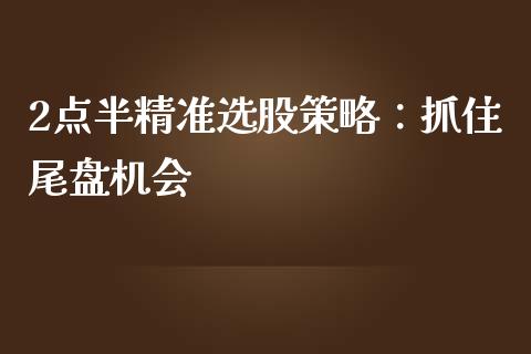 2点半精准选股策略：抓住尾盘机会_https://cj001.lansai.wang_财经问答_第1张