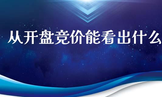 从开盘竞价能看出什么_https://cj001.lansai.wang_股市问答_第1张