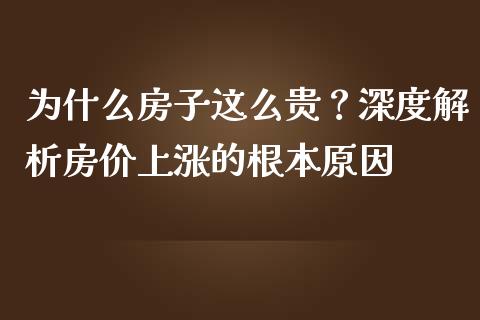 为什么房子这么贵？深度解析房价上涨的根本原因_https://cj001.lansai.wang_财经问答_第1张