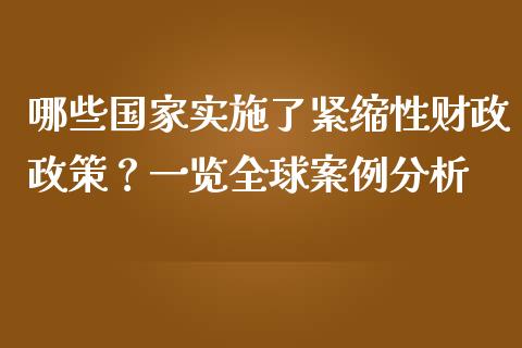 哪些国家实施了紧缩性财政政策？一览全球案例分析_https://cj001.lansai.wang_保险问答_第1张