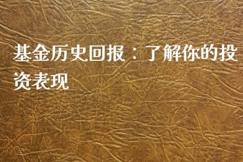 基金历史回报：了解你的投资表现_https://cj001.lansai.wang_财经问答_第1张