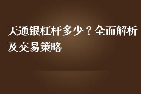 天通银杠杆多少？全面解析及交易策略_https://cj001.lansai.wang_期货问答_第1张