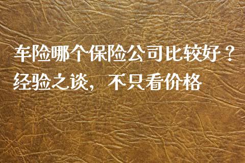 车险哪个保险公司比较好？经验之谈，不只看价格_https://cj001.lansai.wang_财经问答_第1张