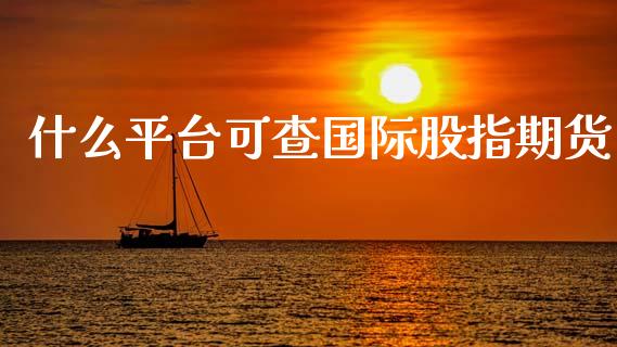 什么平台可查国际股指期货_https://cj001.lansai.wang_股市问答_第1张