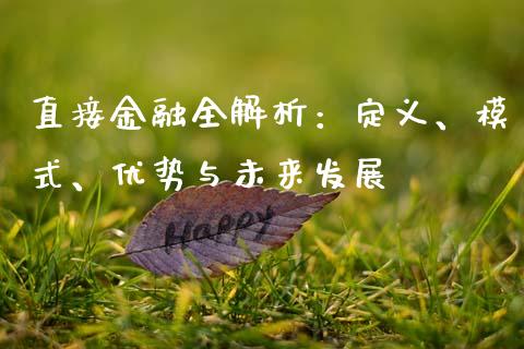 直接金融全解析：定义、模式、优势与未来发展_https://cj001.lansai.wang_理财问答_第1张