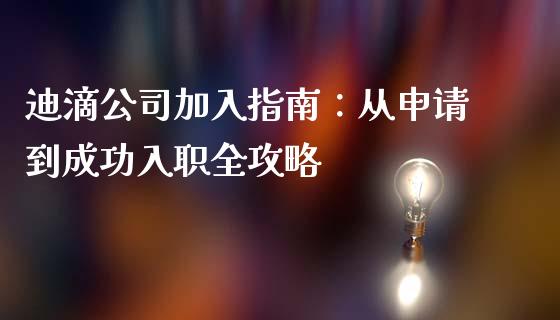 迪滴公司加入指南：从申请到成功入职全攻略_https://cj001.lansai.wang_理财问答_第1张