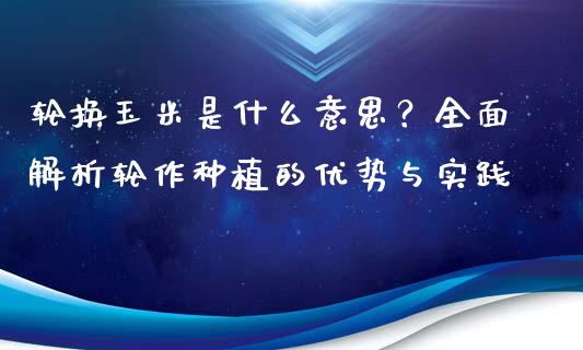 轮换玉米是什么意思？全面解析轮作种植的优势与实践_https://cj001.lansai.wang_股市问答_第1张