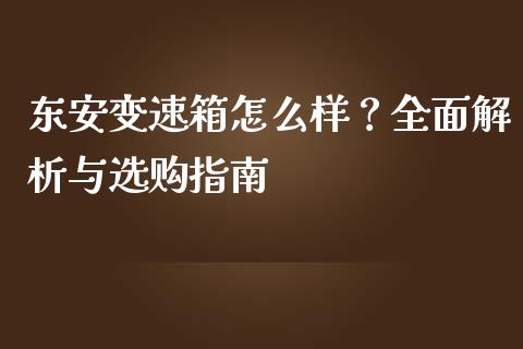 东安变速箱怎么样？全面解析与选购指南_https://cj001.lansai.wang_会计问答_第1张