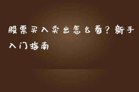 股票买入卖出怎么看？新手入门指南_https://cj001.lansai.wang_财经百问_第1张