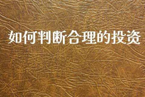 如何判断合理的投资_https://cj001.lansai.wang_财经问答_第1张