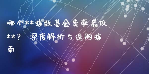 哪个**指数基金费率最低**？ 深度解析与选购指南_https://cj001.lansai.wang_会计问答_第1张