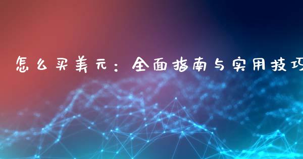 怎么买美元：全面指南与实用技巧_https://cj001.lansai.wang_财经问答_第1张