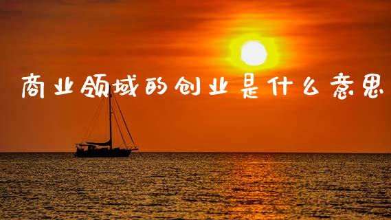 商业领域的创业是什么意思_https://cj001.lansai.wang_理财问答_第1张