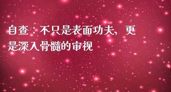 自查：不只是表面功夫，更是深入骨髓的审视_https://cj001.lansai.wang_财经问答_第1张