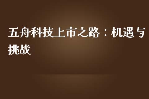 五舟科技上市之路：机遇与挑战_https://cj001.lansai.wang_会计问答_第1张