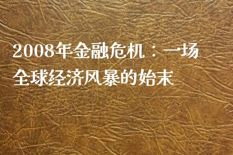 2008年金融危机：一场全球经济风暴的始末_https://cj001.lansai.wang_股市问答_第1张