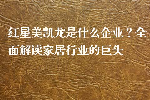 红星美凯龙是什么企业？全面解读家居行业的巨头_https://cj001.lansai.wang_理财问答_第1张