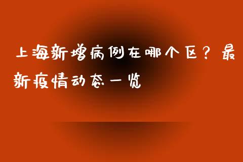 上海新增病例在哪个区？最新疫情动态一览_https://cj001.lansai.wang_财经问答_第1张