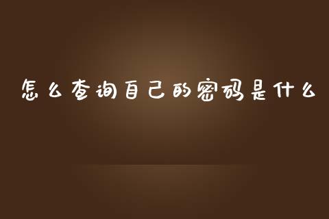 怎么查询自己的密码是什么_https://cj001.lansai.wang_理财问答_第1张