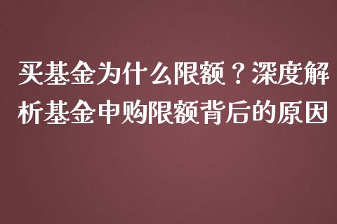 买基金为什么限额？深度解析基金申购限额背后的原因_https://cj001.lansai.wang_财经问答_第1张