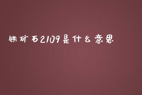 铁矿石2109是什么意思_https://cj001.lansai.wang_财经百问_第1张