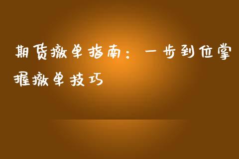 期货撤单指南:一步到位掌握撤单技巧_保险问答_第1张_财经百问网 期货撤单指南:一步到位掌握撤单技巧_https://cj001.lansai.wang_保险问答_第1张