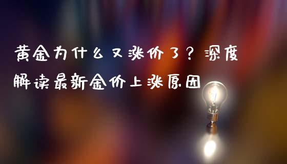 黄金为什么又涨价了？深度解读最新金价上涨原因_https://cj001.lansai.wang_金融问答_第1张