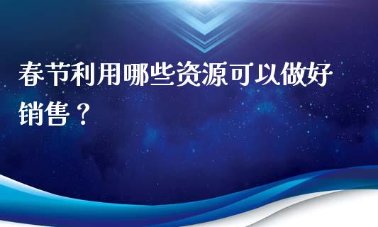 春节利用哪些资源可以做好销售？_https://cj001.lansai.wang_会计问答_第1张