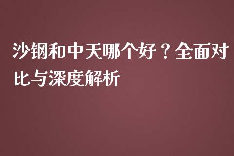 沙钢和中天哪个好？全面对比与深度解析_https://cj001.lansai.wang_财经百问_第1张