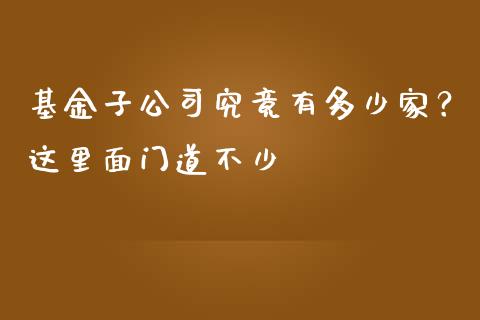 基金子公司究竟有多少家？这里面门道不少_https://cj001.lansai.wang_理财问答_第1张