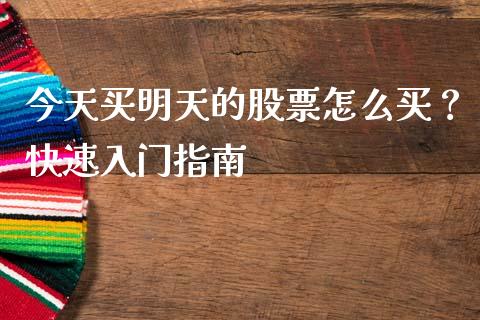今天买明天的股票怎么买？快速入门指南_https://cj001.lansai.wang_财经问答_第1张