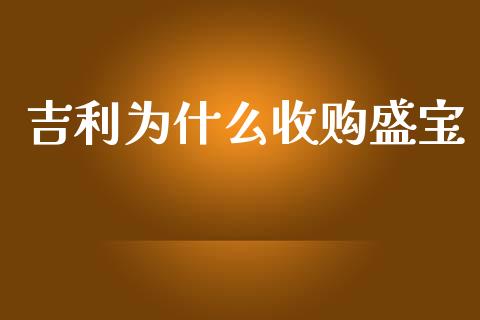 吉利为什么收购盛宝_https://cj001.lansai.wang_财经问答_第1张