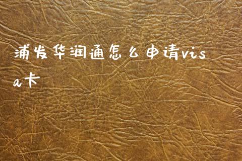 浦发华润通怎么申请visa卡_https://cj001.lansai.wang_金融问答_第1张