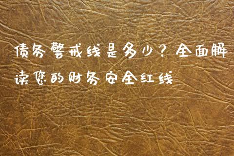 债务警戒线是多少？全面解读您的财务安全红线_https://cj001.lansai.wang_理财问答_第1张