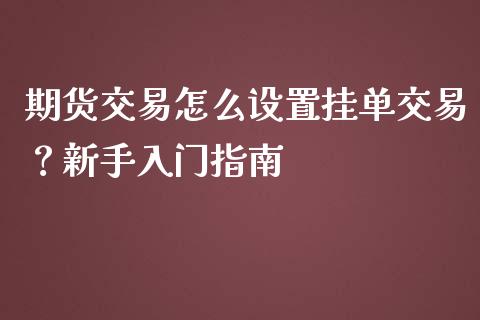 期货交易怎么设置挂单交易？新手入门指南_https://cj001.lansai.wang_保险问答_第1张