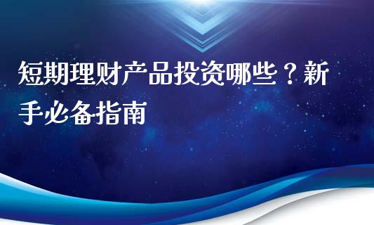 短期理财产品投资哪些？新手必备指南_https://cj001.lansai.wang_财经问答_第1张